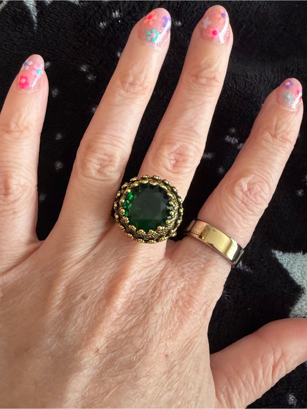 Feed me gems Green and Gold-Tone Statement Ring